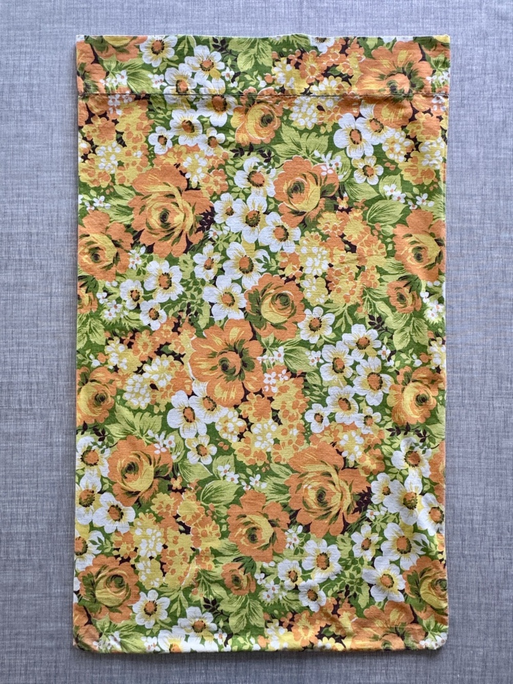 Vintage Wabasso 70s Pillowcase Queen Marvel Press Orange White Green Retro 19x31